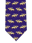 Racing horses on light navy - TIE STUDIO