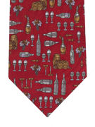 Wine Accessories on silk Burgundy  - TIE STUDIO