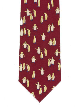 Penguins on Burgundy