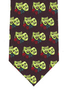 Theatre Masks Green Tie - TIE STUDIO