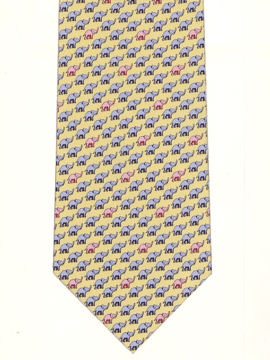 Elephants tiny on light yellow Tie