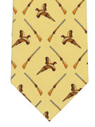 Shotguns with pheasants flying on yellow - TIE STUDIO