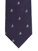 Boats on Navy Tie - TIE STUDIO