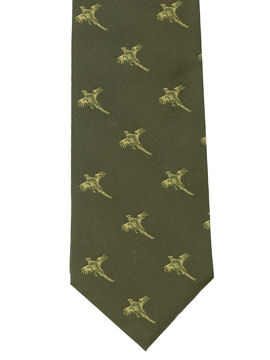 Pheasants Flying upwards on Green Tie