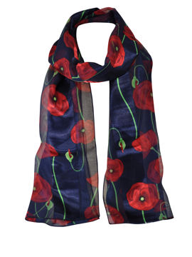 Poppy scarf on Navy Blue