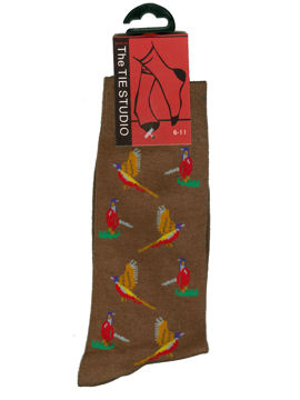 Pheasants on Brown Socks