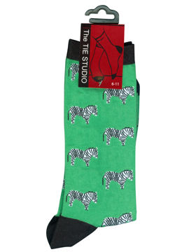 SOCKS - Zebra black on bright green