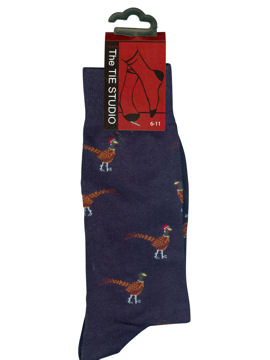 Pheasants socks on navy 