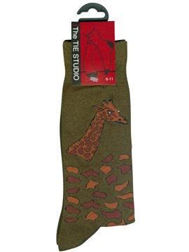 Giraffe Head and neck on foliage green Socks