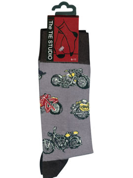 SOCKS - Motorbikes on Deep Grey 