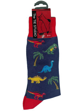 SOCKS - Dinosaurs on blue  
