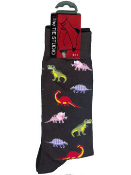 SOLD OUT - Due early April 
Dinosaurs on black Socks 