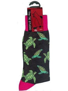 Turtles green on black Socks 